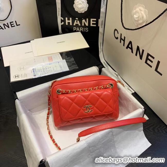 Best Price CHANEL Small camera bag lambskin & Gold-Tone Metal AS1367 red