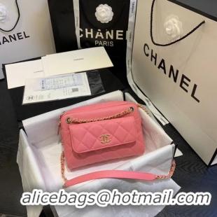 Luxurious CHANEL Small camera bag Grained Calfskin & Gold-Tone Metal AS1367 pink