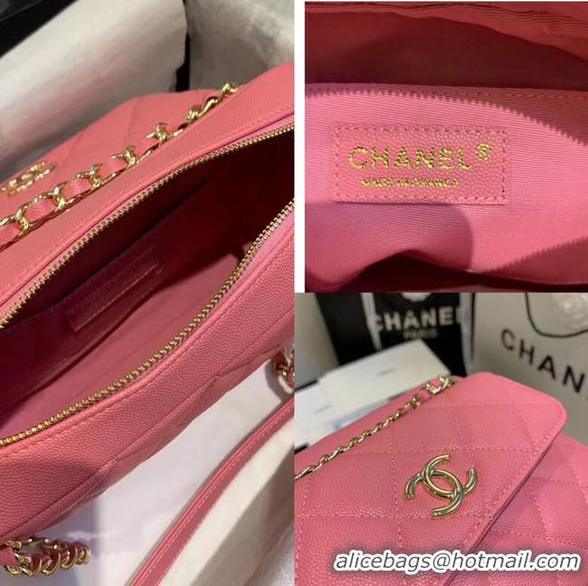 Luxurious CHANEL Small camera bag Grained Calfskin & Gold-Tone Metal AS1367 pink