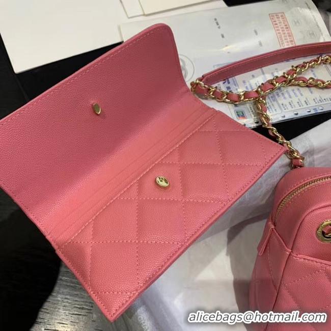 Luxurious CHANEL Small camera bag Grained Calfskin & Gold-Tone Metal AS1367 pink