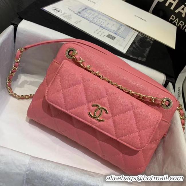 Luxurious CHANEL Small camera bag Grained Calfskin & Gold-Tone Metal AS1367 pink