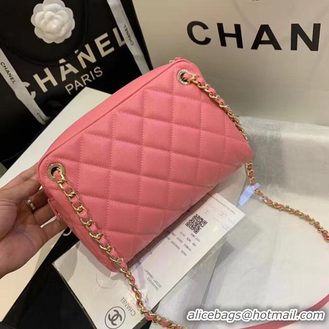 Luxurious CHANEL Small camera bag Grained Calfskin & Gold-Tone Metal AS1367 pink