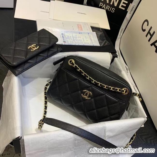 Most Popular CHANEL Small camera bag Grained Calfskin & Gold-Tone Metal AS1367 black