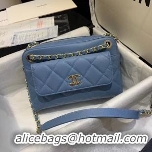 Perfect CHANEL Small camera bag Grained Calfskin & Gold-Tone Metal AS1367 blue