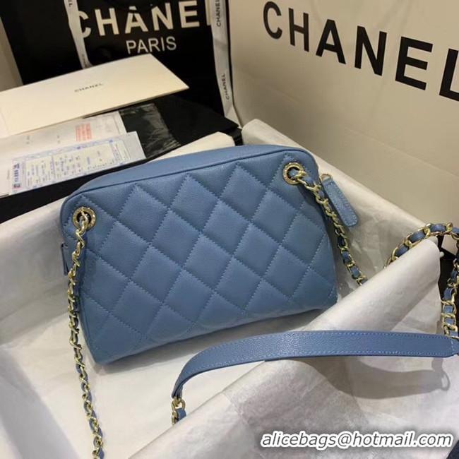 Perfect CHANEL Small camera bag Grained Calfskin & Gold-Tone Metal AS1367 blue