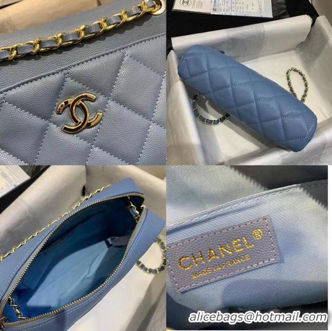 Perfect CHANEL Small camera bag Grained Calfskin & Gold-Tone Metal AS1367 blue