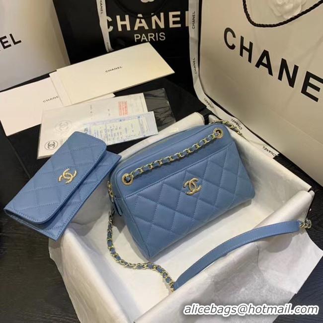 Perfect CHANEL Small camera bag Grained Calfskin & Gold-Tone Metal AS1367 blue