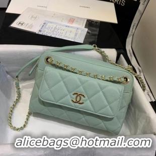 Unique Style CHANEL Small camera bag Grained Calfskin & Gold-Tone Metal AS1367 green