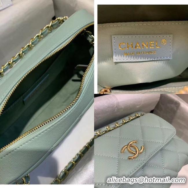 Unique Style CHANEL Small camera bag Grained Calfskin & Gold-Tone Metal AS1367 green