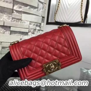 Classic Specials Chanel Le Boy Flap Shoulder Bag Original Cavier Leather A67085 Red Gold Buckle