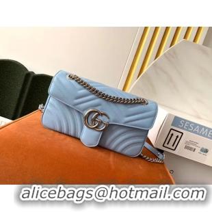 Good Product Gucci GG Marmont small shoulder bag 443497 Pastel blue