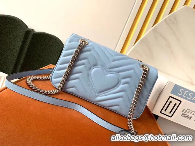 Good Product Gucci GG Marmont small shoulder bag 443497 Pastel blue