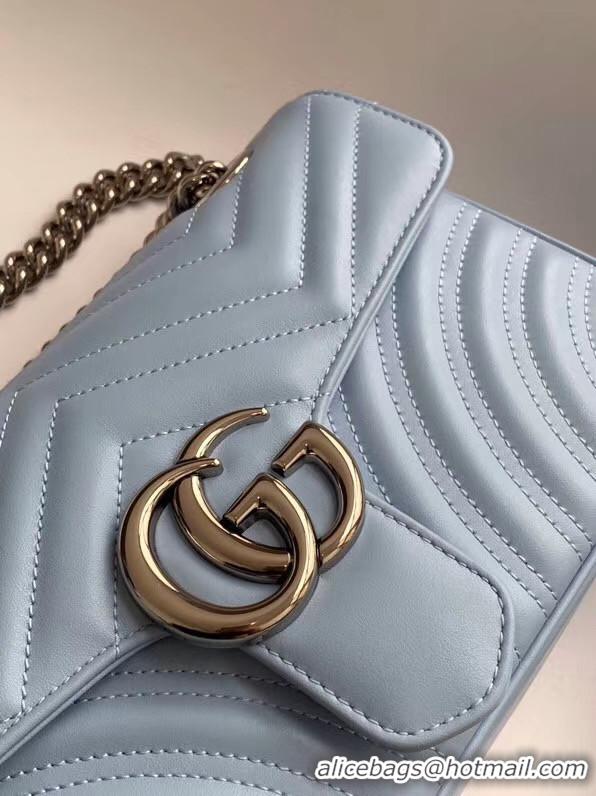 Good Product Gucci GG Marmont small shoulder bag 443497 Pastel blue