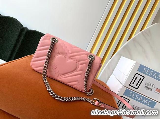 Pretty Style Gucci GG Marmont small shoulder bag 446744 light pink