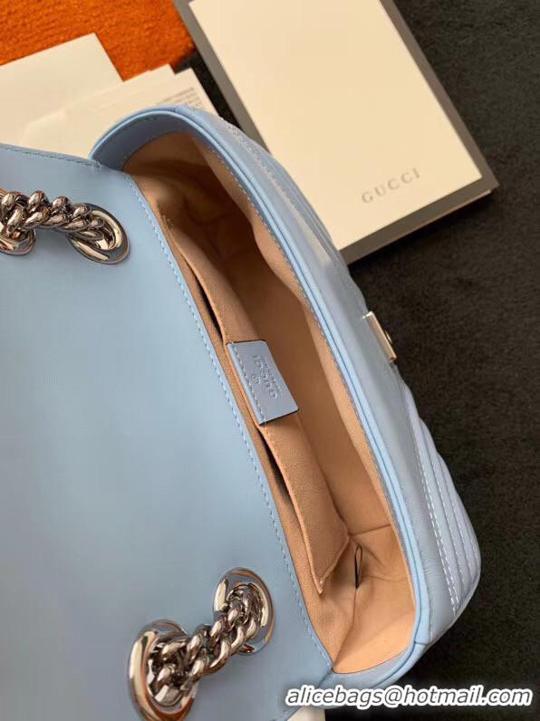 Shop Duplicate Gucci GG Marmont small shoulder bag 446744 Pastel blue