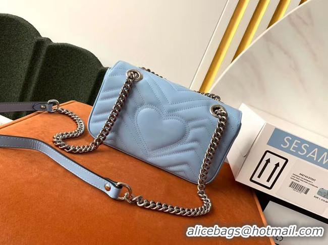 Shop Duplicate Gucci GG Marmont small shoulder bag 446744 Pastel blue