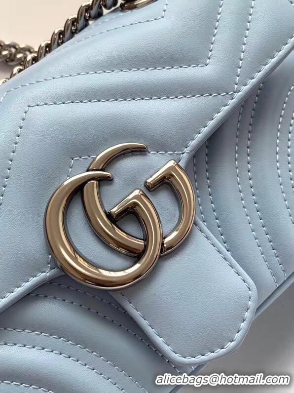 Shop Duplicate Gucci GG Marmont small shoulder bag 446744 Pastel blue