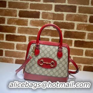 Fashion Gucci GG Supreme Canvas Top Handle Bag 621220 red