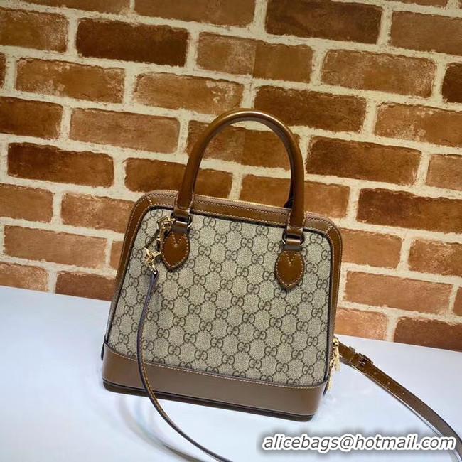 Sophisticated Gucci GG Supreme Canvas Top Handle Bag 621220 brown