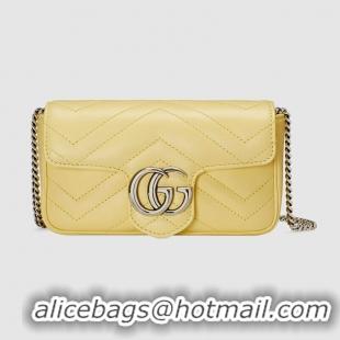 Grade Gucci GG Marmont super mini bag 476433 Pastel yellow