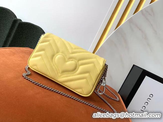 Grade Gucci GG Marmont super mini bag 476433 Pastel yellow