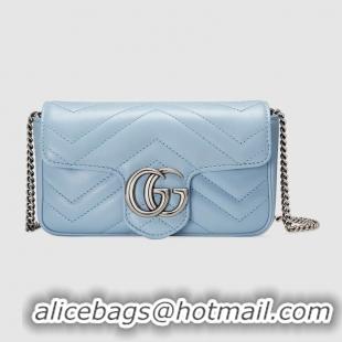 Top Grade Gucci GG Marmont super mini bag 476433 Pastel blue