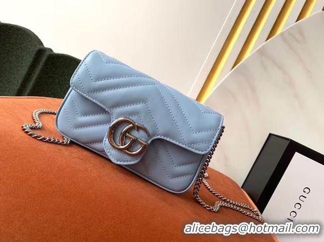 Top Grade Gucci GG Marmont super mini bag 476433 Pastel blue