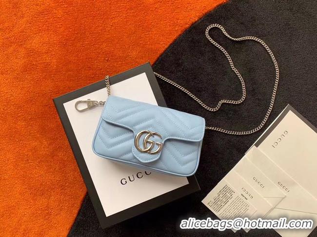 Top Grade Gucci GG Marmont super mini bag 476433 Pastel blue