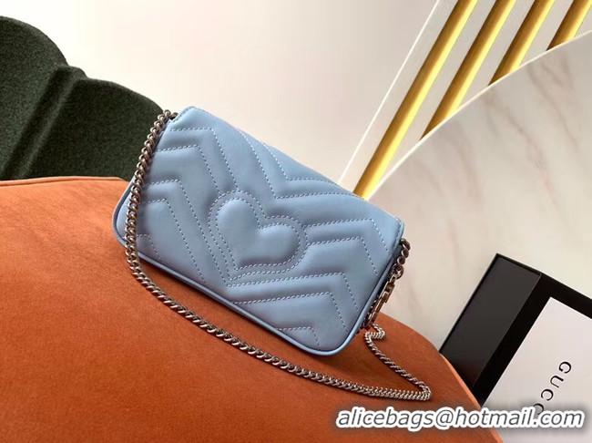 Top Grade Gucci GG Marmont super mini bag 476433 Pastel blue