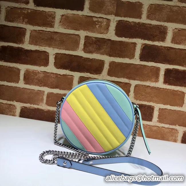 Discount Gucci GG Marmont mini round shoulder bag 550154 Multicolored pastel