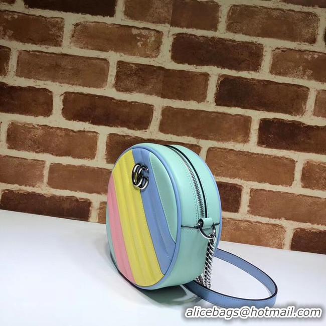 Discount Gucci GG Marmont mini round shoulder bag 550154 Multicolored pastel