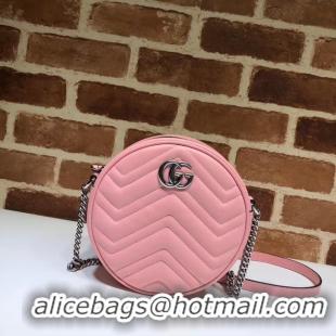 Trendy Design Gucci GG Marmont mini round shoulder bag 550154 Pastel pink