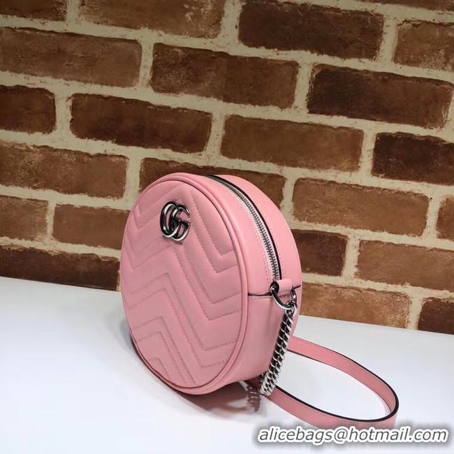 Trendy Design Gucci GG Marmont mini round shoulder bag 550154 Pastel pink