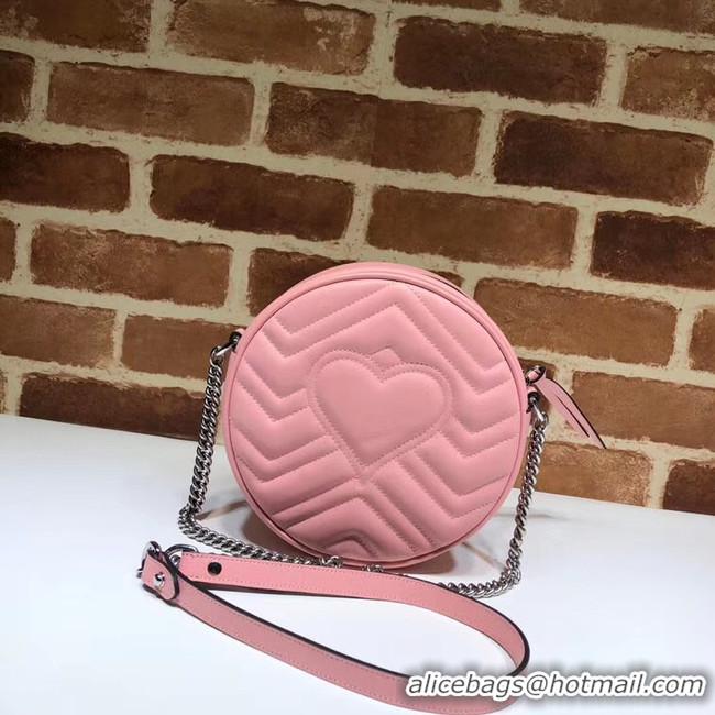 Trendy Design Gucci GG Marmont mini round shoulder bag 550154 Pastel pink