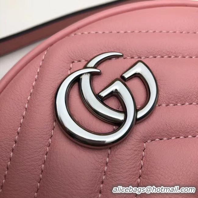 Trendy Design Gucci GG Marmont mini round shoulder bag 550154 Pastel pink