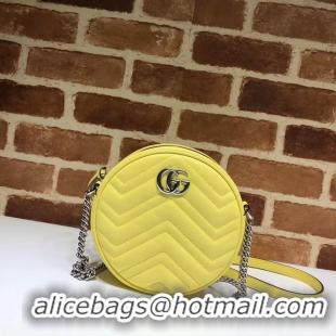 Discount Gucci GG Marmont mini round shoulder bag 550154 Pastel yellow