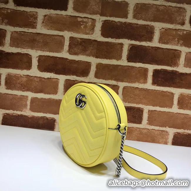 Discount Gucci GG Marmont mini round shoulder bag 550154 Pastel yellow