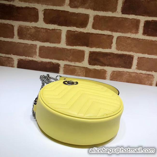 Discount Gucci GG Marmont mini round shoulder bag 550154 Pastel yellow