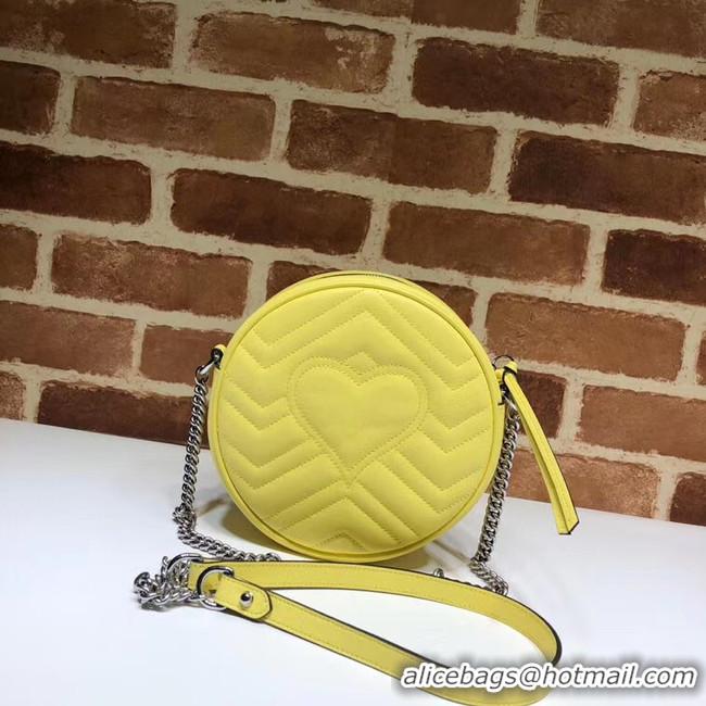 Discount Gucci GG Marmont mini round shoulder bag 550154 Pastel yellow