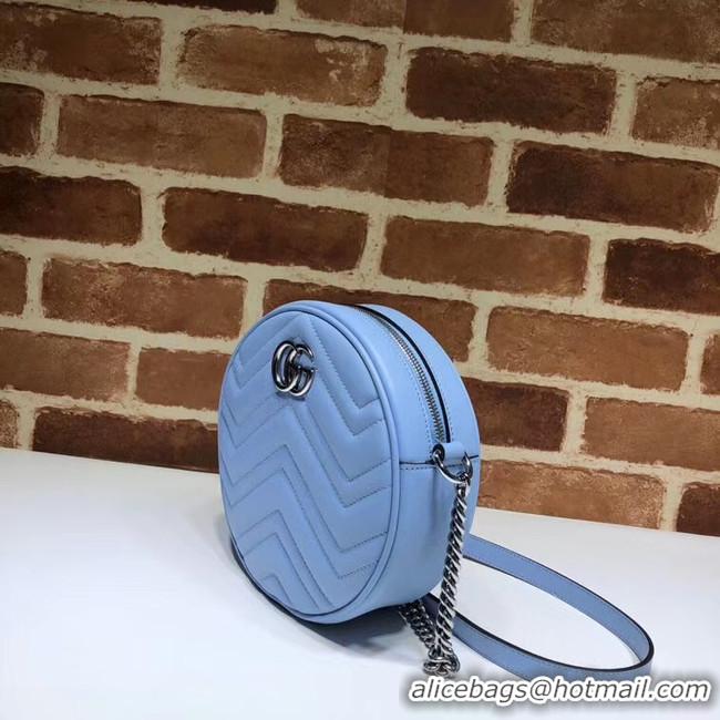 Grade Gucci GG Marmont mini round shoulder bag 550154 Pastel blue