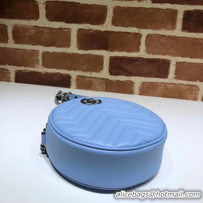 Grade Gucci GG Marmont mini round shoulder bag 550154 Pastel blue