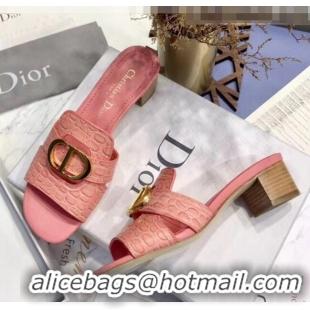 Promotional Dior 30 MONTAIGNE Heeled Slide Sandals in Crocodile Pattern Calfskin CD1407 Pink 2020