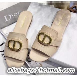 New Design Dior 30 MONTAIGNE Mule Flat Sandals In Smooth Calfskin CD1414 Beige 2020