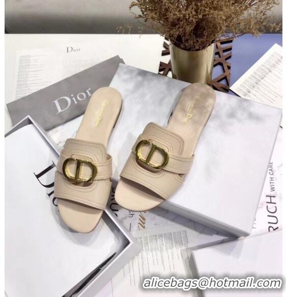 New Design Dior 30 MONTAIGNE Mule Flat Sandals In Smooth Calfskin CD1414 Beige 2020