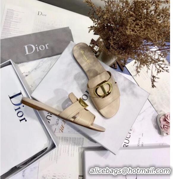 New Design Dior 30 MONTAIGNE Mule Flat Sandals In Smooth Calfskin CD1414 Beige 2020