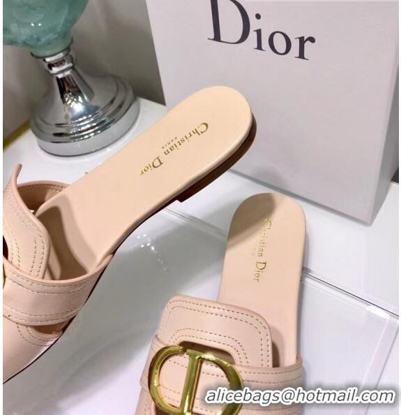 New Design Dior 30 MONTAIGNE Mule Flat Sandals In Smooth Calfskin CD1414 Beige 2020