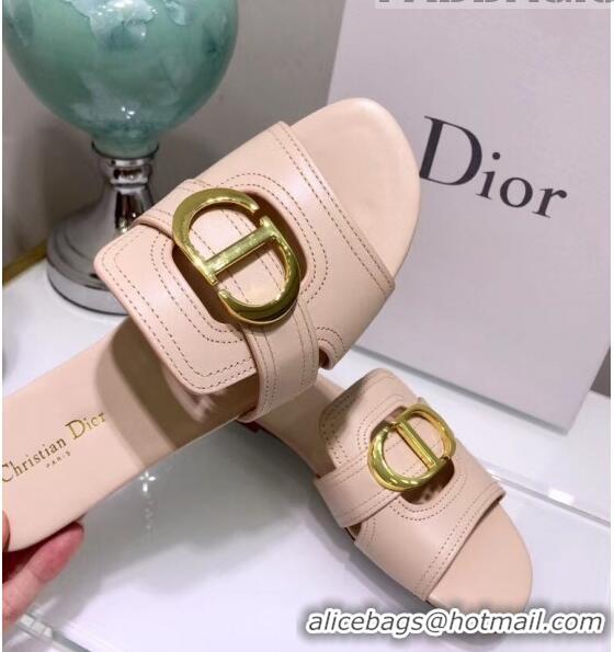 New Design Dior 30 MONTAIGNE Mule Flat Sandals In Smooth Calfskin CD1414 Beige 2020