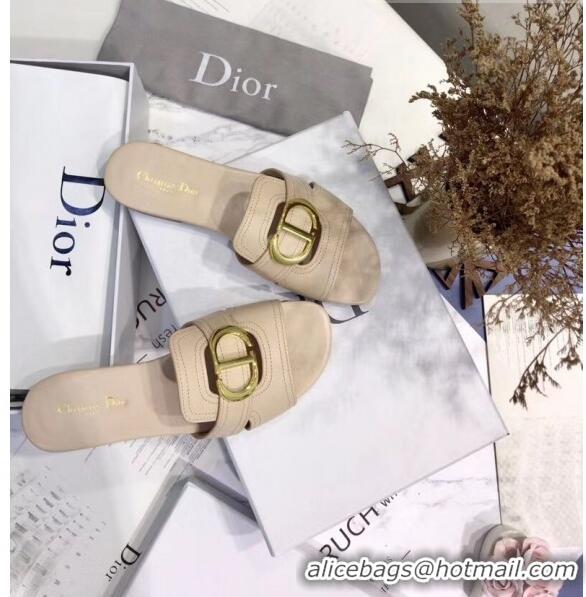 New Design Dior 30 MONTAIGNE Mule Flat Sandals In Smooth Calfskin CD1414 Beige 2020