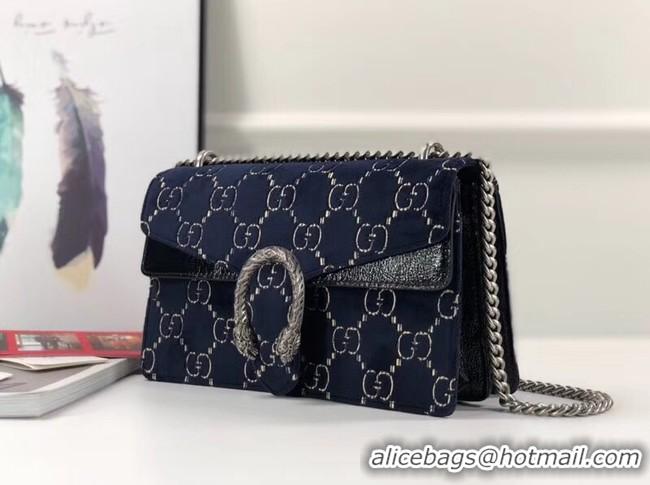 Best Quality Gucci Dionysus GG velvet small shoulder bag 400249 blue