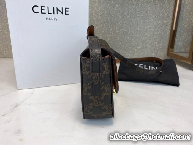 Elegant Celine MINI FOLCO BAG IN TRIOMPHE CANVAS CL01503 tan